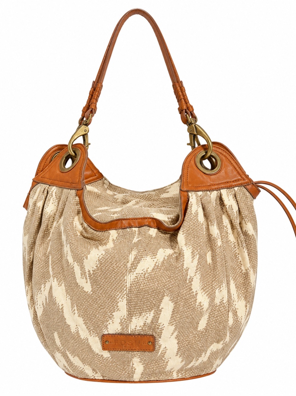 Lucky Brand canvas & leather hobo shoulder bag